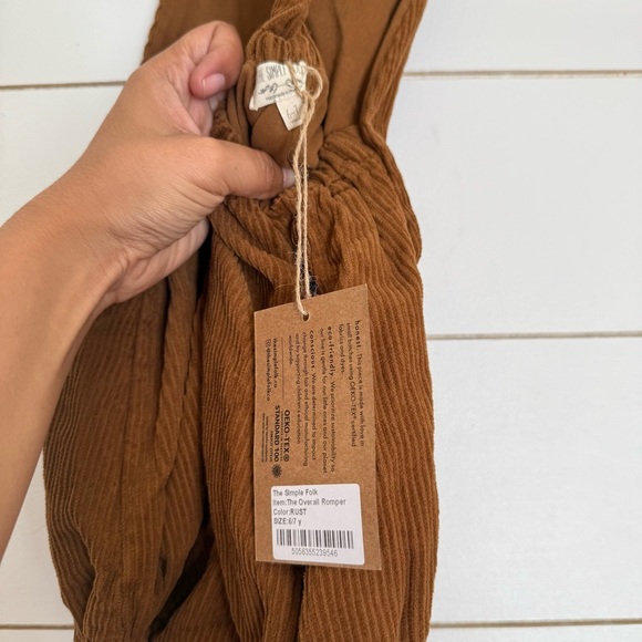 The Simple Folk Overall Romper, Rust - Picture 9 of 16